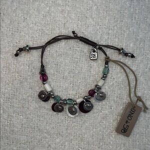 UNO de 50 Brown and Pink Adjustable Bracelet with Beads and Charms